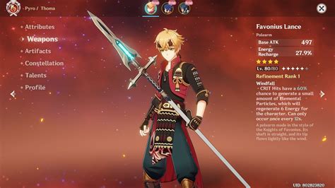 Genshin best thoma build  He has a Pyro affinity and is a Polearm